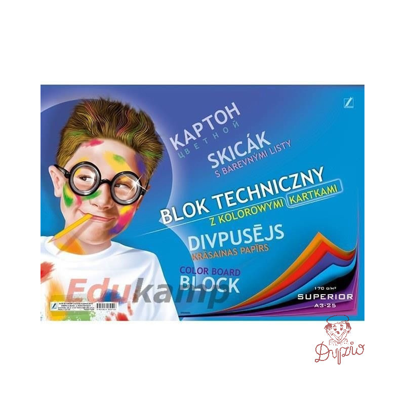 Blok techniczny A3 10k kolorowe kartki KRESKA