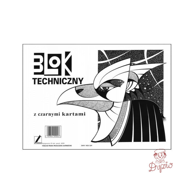 Blok techniczny A4 10k czarne kartki KRESKA