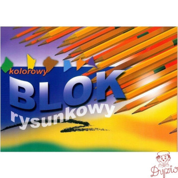 Blok rysunkowy A4 16k z kolorowymi kartkami KRESKA