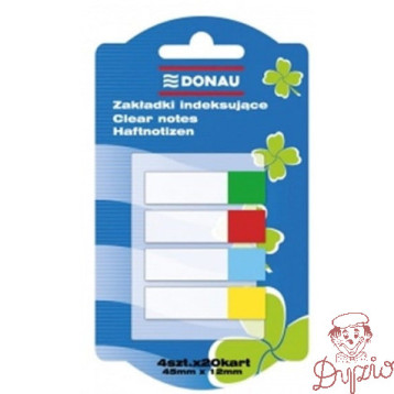 Zakładki indeksujące PP 12x45mm 4x20kartek 7568001PL-99 DONAU