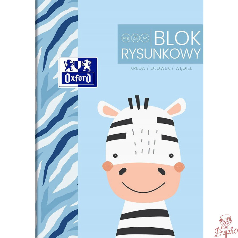 Blok rysunkowy szkolny A2 biały 20 kartek 120g KIDS 400170352 OXFORD