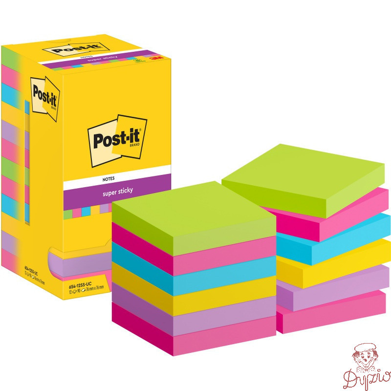 Bloczek samoprzylepny 76x76mm 90k mix kolorów (12szt) Super Sticky POST-IT 4064035065683