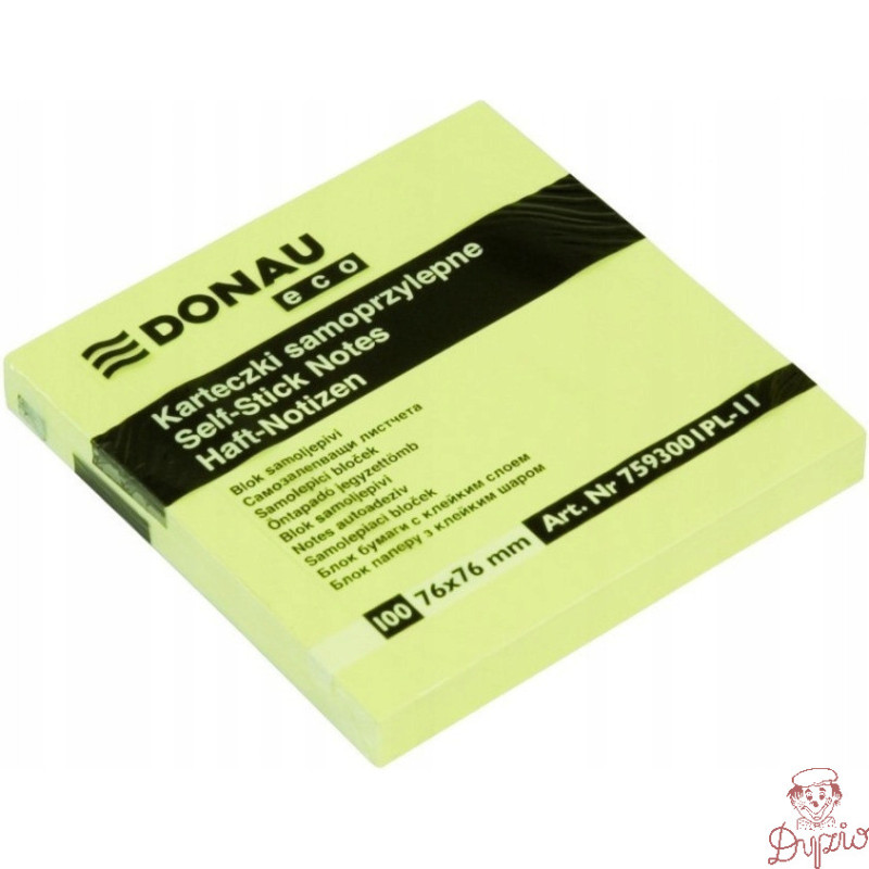Bloczek samoprzylepny żółty ekologiczny 76x76mm ECO 100 kartek 7593001PL-11 DONAU