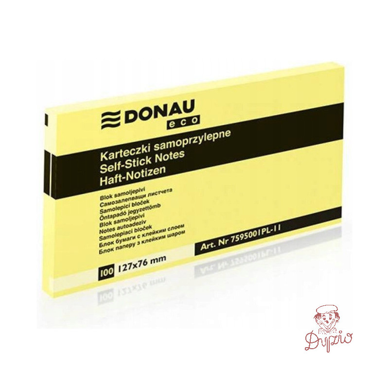 Bloczek samoprzylepny 127x76mm 100k żółty DONAU ECO 7595001PL-11