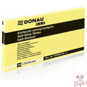 Bloczek samoprzylepny 127x76mm 100k żółty DONAU ECO 7595001PL-11