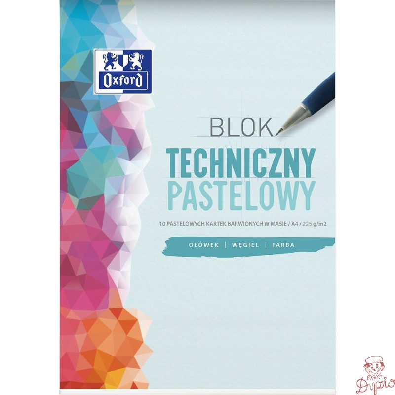 Blok techniczny szkolny A4 pastelowy 10 kartek 225g 400166068 OXFORD