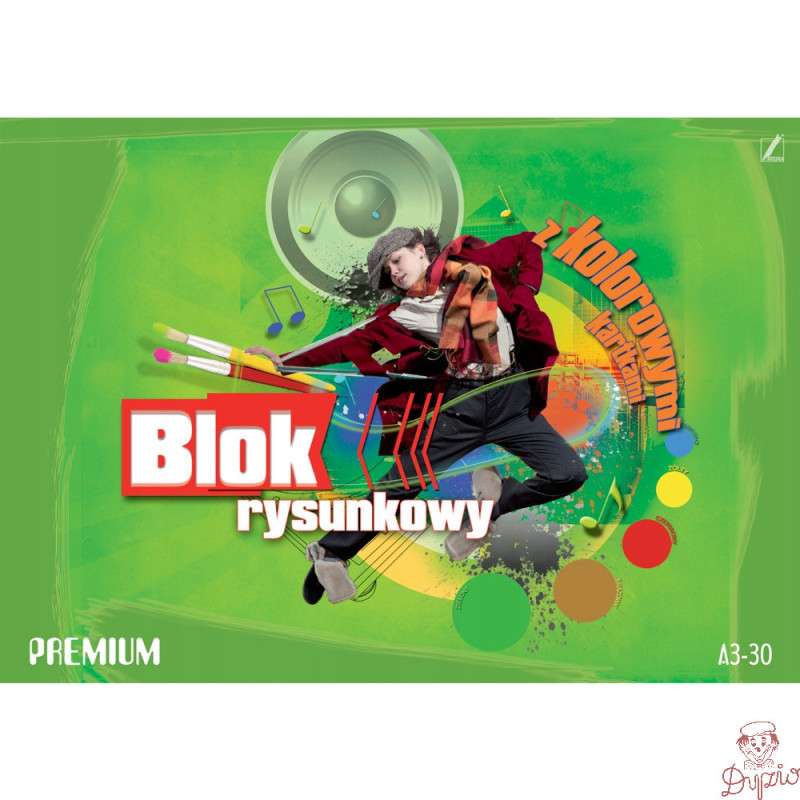 Blok rysunkowy kolorowy A3 30k PREMIUM KRESKA