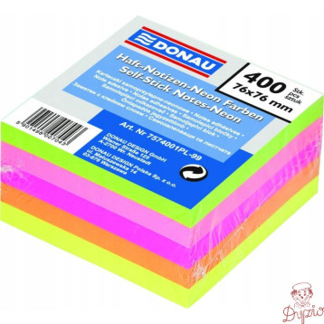Bloczek samoprzylepny 76x76mm 400k neonowy 5 kolorów DONAU 7574001PL-99