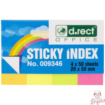 Zakładki indeksujące papierowe D.RECT 20x50mm 4 kolory x50szt. 009346