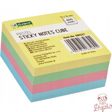 Bloczek samoprzylepny 75x75mm 400k pastelowy 009327 D.RECT