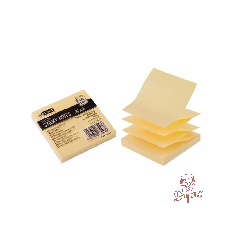 Notes samoprzylepny 75x75mm żółty ZIG-ZAG 009233 D.RECT