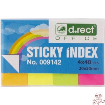 Zakładki indeksujące papierowe D.RECT 20x50mm 4x40szt. 009142