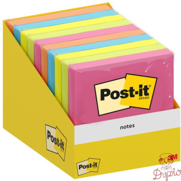 Bloczek samoprzylepny POST-IT 76x76mm mix kolorów (10x100kart.) 7100317840 3M