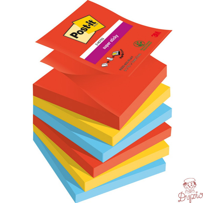 Bloczek samoprzylepny 76x76mm 90k mix kolorów (6szt) POST-IT Super Sticky Z-Notes PLAYFUL