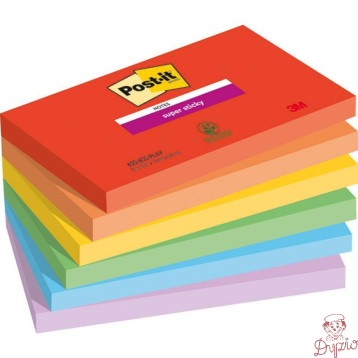 Bloczek samoprzylepny 76x127mm 90k mix kolorów (6szt) POST-IT Super Sticky PLAYFUL