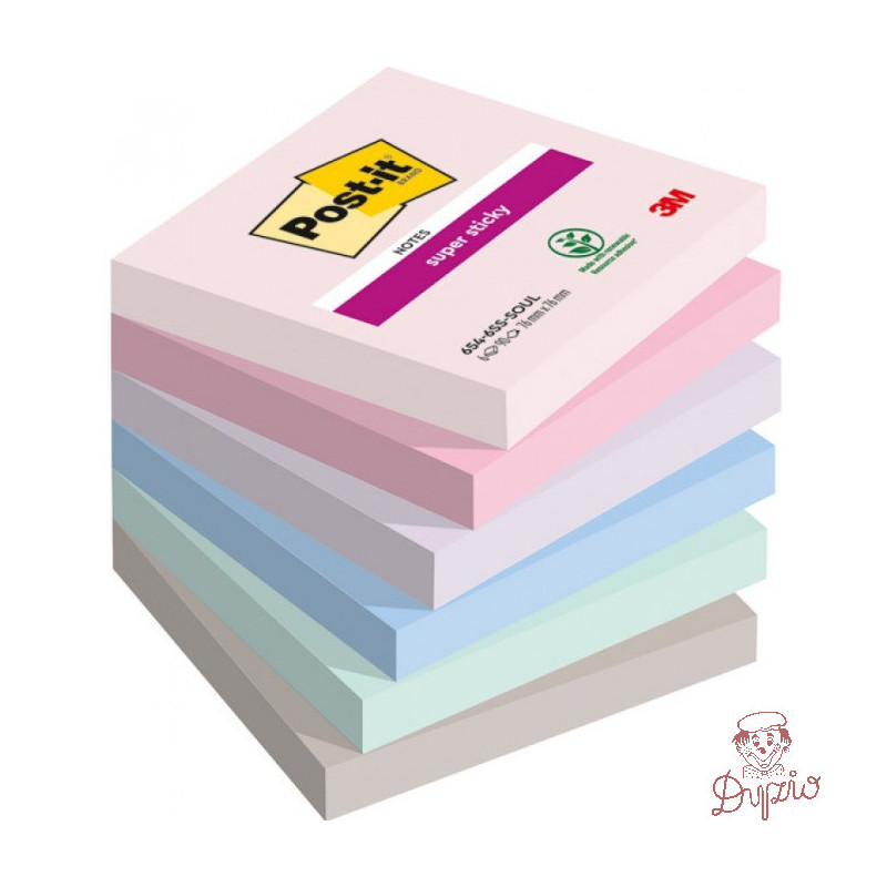 Bloczek samoprzylepny 76x76mm 90k mix kolorów (6szt) POST-IT Super Sticky SOULFUL