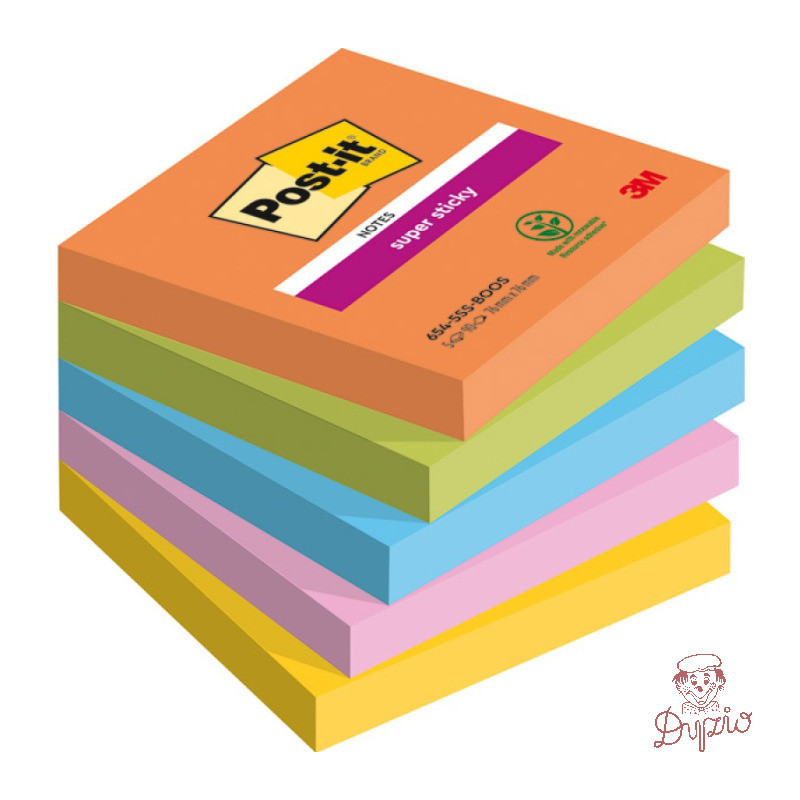 Bloczek samoprzylepny 76x76mm 90k mix kolorów (5szt) POST-IT Super Sticky BOOST