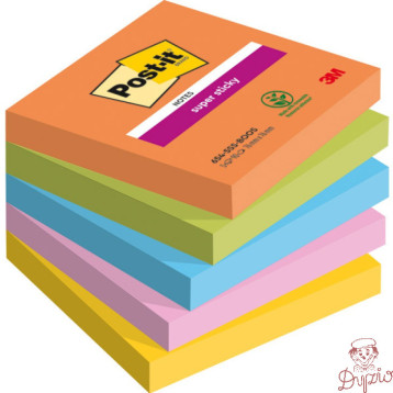 Bloczek samoprzylepny 76x76mm 90k mix kolorów (5szt) POST-IT Super Sticky BOOST