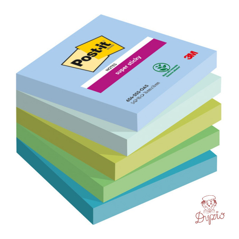 Bloczek samoprzylepny 76x76mm 90k mix kolorów (5szt) POST-IT Super Sticky OASIS