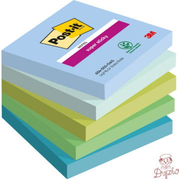 Bloczek samoprzylepny 76x76mm 90k mix kolorów (5szt) POST-IT Super Sticky OASIS