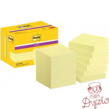 Bloczek samoprzylepny 47,6x47,6mm 90k żółty (12szt) POST-IT Super Sticky 100% PEFC CH18/0914
