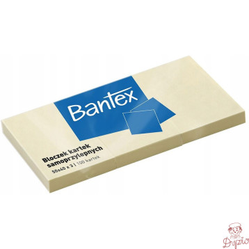 Karteczki samoprzylepne bloczek 50x40mm Zestaw 100 kartek x 3 sztuki żółty 400086386 BANTEX