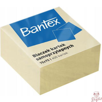 Karteczki samoprzylepne bloczek 75x75mm 400 kartek żółty 400086401 BANTEX