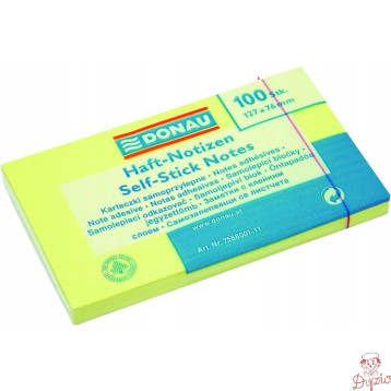 Bloczek samoprzylepny 127x76mm 100k żółty DONAU (7588001-11)