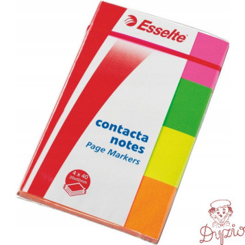 Zakładki samoprzlepne ESSELTE neon (4x50 kartek) 20x50mm 4 kolory 83019