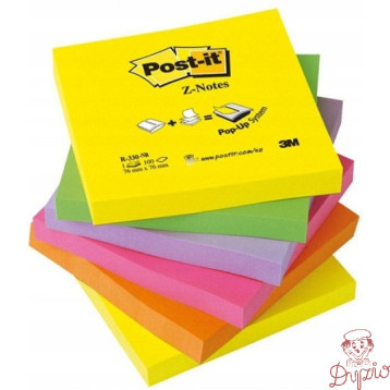Bloczek samoprzylepny 76x76mm 100k neonowe (6szt) POST-IT Z-Notes R330-NR UU009543198 3M