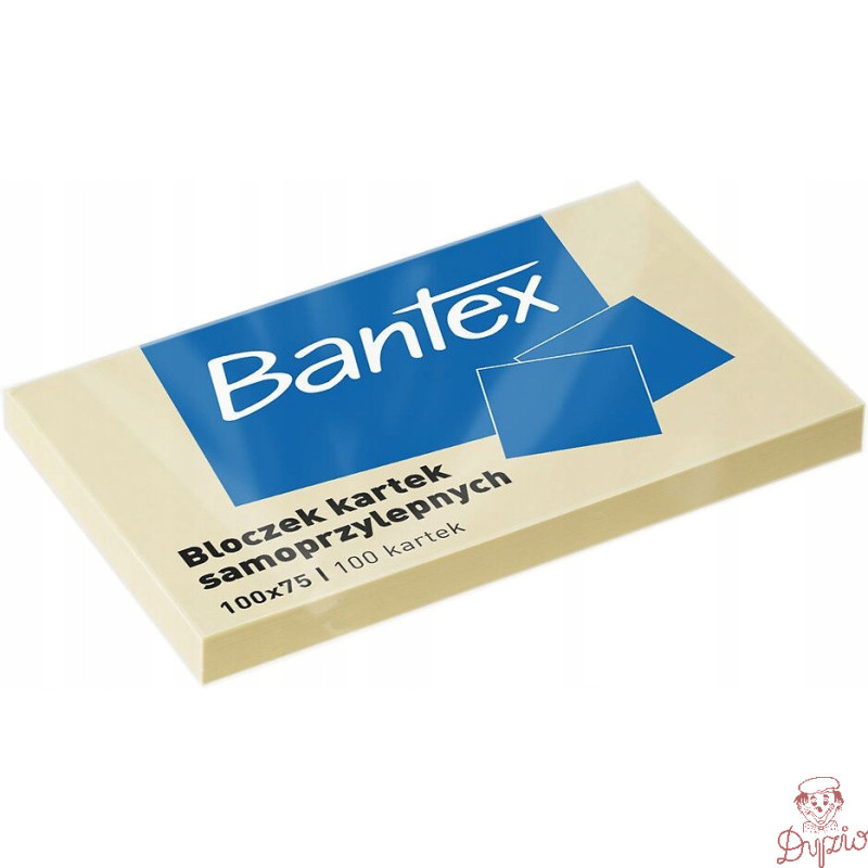 Karteczki samoprzylepne bloczek 100x75mm 100 kartek żółty 400086387 BANTEX