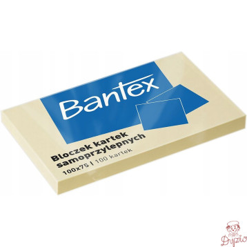 Karteczki samoprzylepne bloczek 100x75mm 100 kartek żółty 400086387 BANTEX