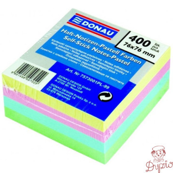Bloczek samoprzylepny 76x76mm 400k pastelowy DONAU 7573001PL-99