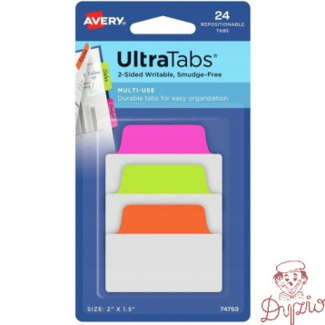 Zakładki indeksujące samoprzylepne 50,8x38,1mm przezroczyste z neonową zakładką Ultra Tabs 74753 AVERY ZWECKFORM