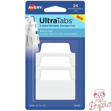 Zakładki indeksujące samoprzylepne 50,8x38,1mm przezroczyste z białą zakładką Ultra Tabs 74787 AVERY ZWECKFORM