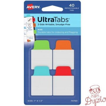 Zakładki indeksujące samoprzylepne 25,4x38,1mm przezroczyste z kolorową zakładką Ultra Tabs 74760 AVERY ZWECKFORM