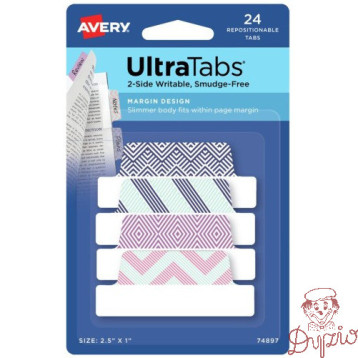 Zakładki indeksujące samoprzylepne 63,5x25,4mm kolorowe z wzorem Ultra Tabs 74897 AVERY ZWECKFORM