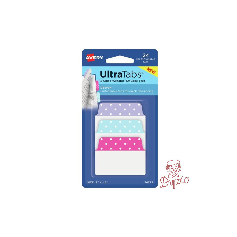 Zakładki indeksujące samoprzylepne 50,8x38,1mm kolorowe z wzorem kropki Ultra Tabs 74773 AVERY ZWECKFORM