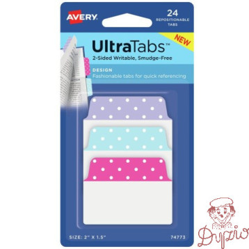 Zakładki indeksujące samoprzylepne 50,8x38,1mm kolorowe z wzorem kropki Ultra Tabs 74773 AVERY ZWECKFORM