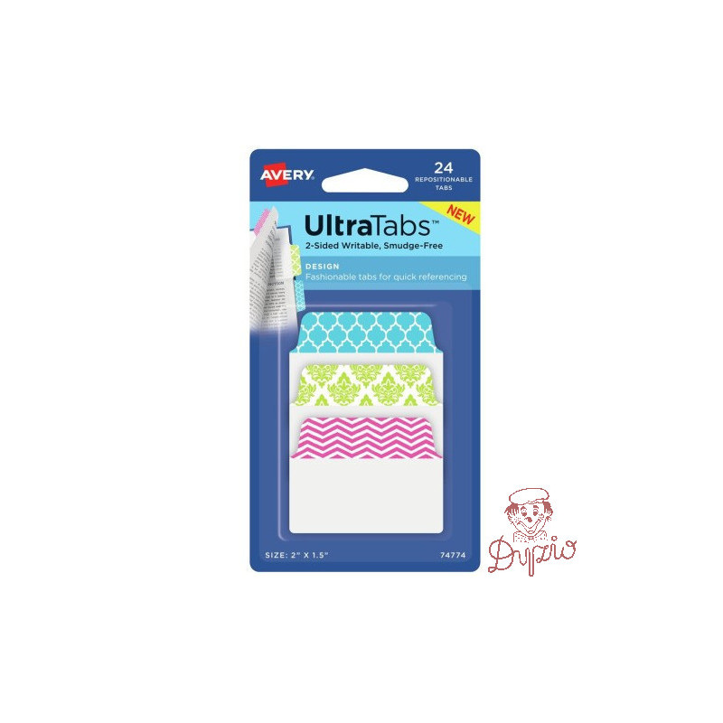 Zakładki indeksujące samoprzylepne 50,8x38,1mm kolorowe z wzorem Ultra Tabs 74774 AVERY ZWECKFORM