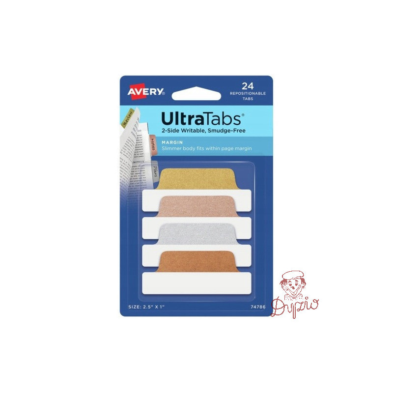 Zakładki indeksujące samoprzylepne 63,5x25,4mm metaliczne z wzorem Ultra Tabs 74786 AVERY ZWECKFORM