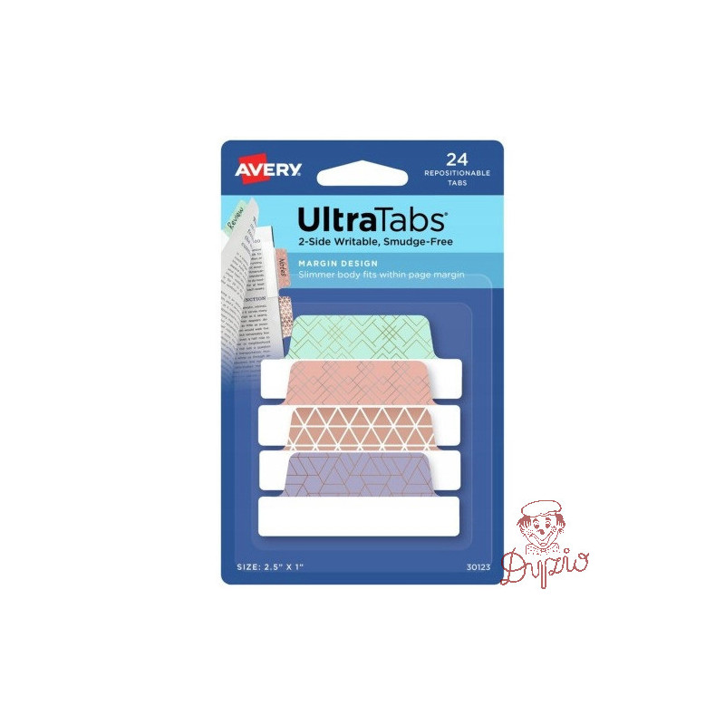Zakładki indeksujące samoprzylepne 63,5x25,4mm kolorowe ze wzorem Ultra Tabs 30123 AVERY ZWECKFORM