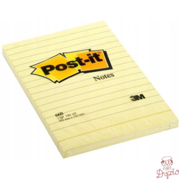 Bloczek samoprzylepny 102x152mm 100k żółty linia 660 POST-IT UU009543644 3M