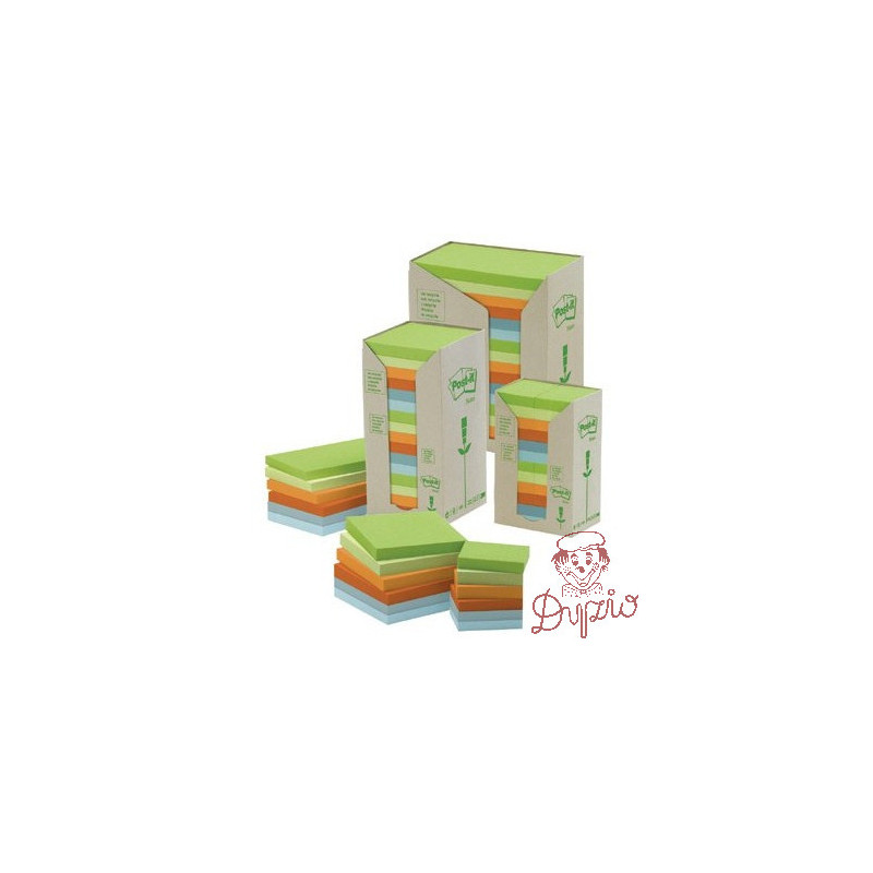 Bloczek samoprzylepny 127x76mm 100k (16szt) pastelowy EKO POST-IT 655-1RPT FT510110370 3M