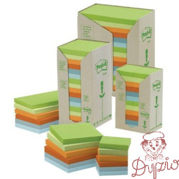 Bloczek samoprzylepny 127x76mm 100k (16szt) pastelowy EKO POST-IT 655-1RPT FT510110370 3M