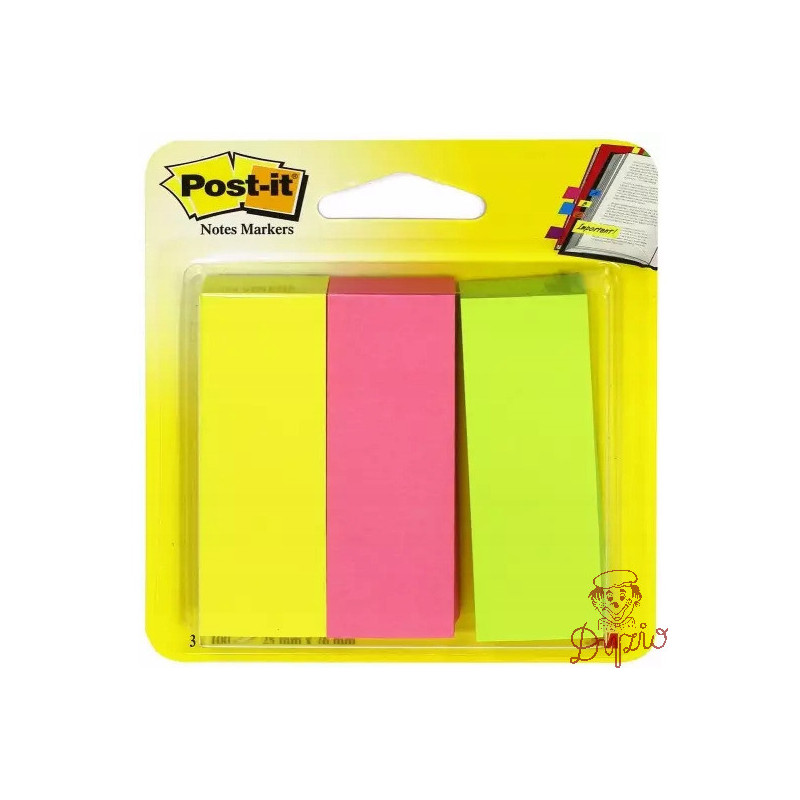 Znaczniki samoprzylepne POST-IT 26x76mm 671/3 neonowe 3x100 3M