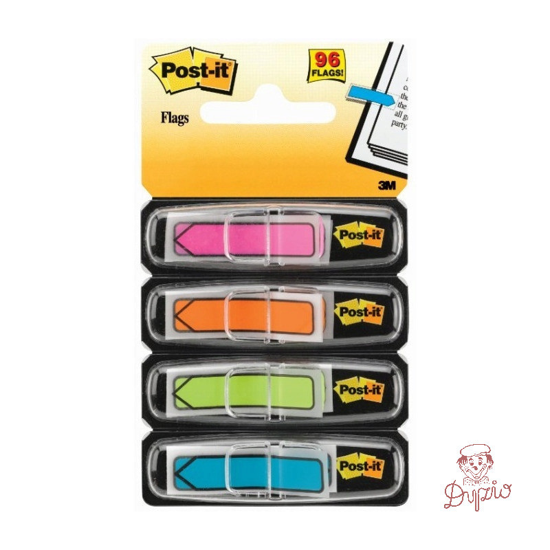 Zakładki POST-IT 12x43mm strzałki neonowe 684ARR4 4x24szt. 3M