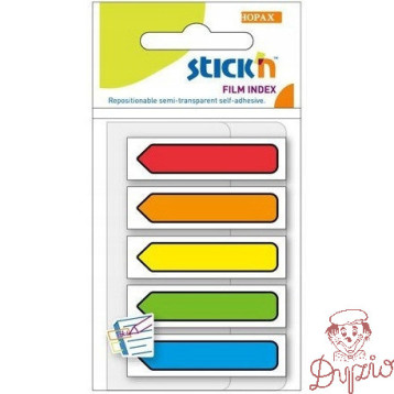 Zakładki indeksujące Strzałki 45x12mm mix 5 kolorów neon 21464 STICK&acute N