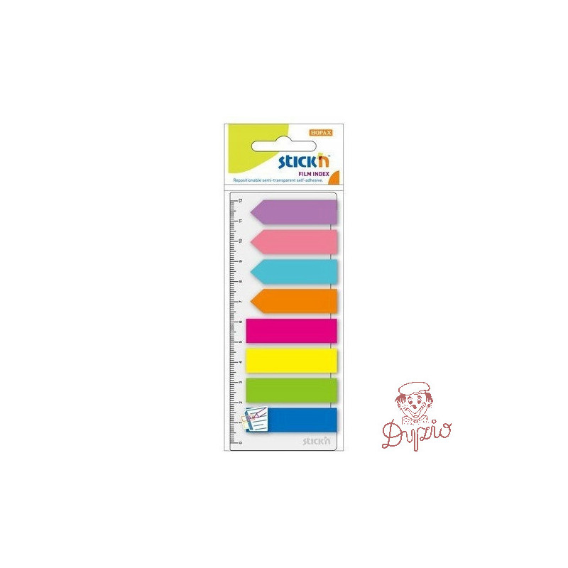 Zakładki indeksujące neon 8x25szt(Paski+Strzałki)+linijka 21346 STICK`N
