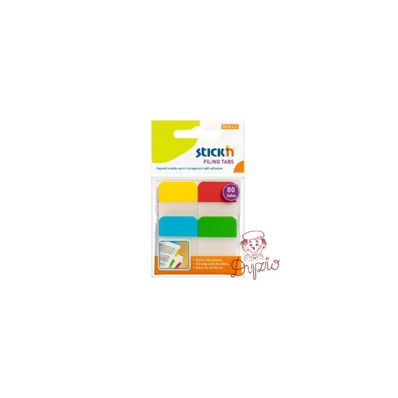 Przekładki indeksujące przeźroczyste 38x25mm 4 kolory 21607 STICK&acute N